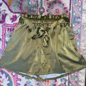 Boutique high waisted silk shorts.